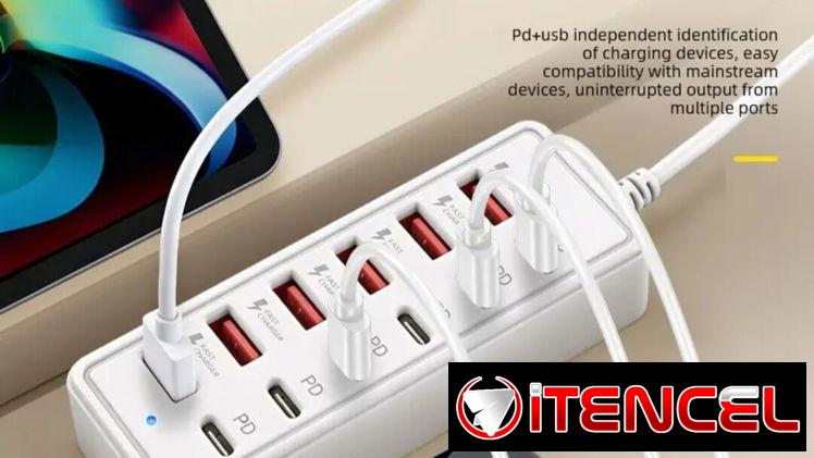 Extensión de 12 puertos carga rápida a USB