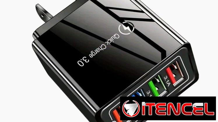 Multicargador negro de 4 puertos USB 3.0