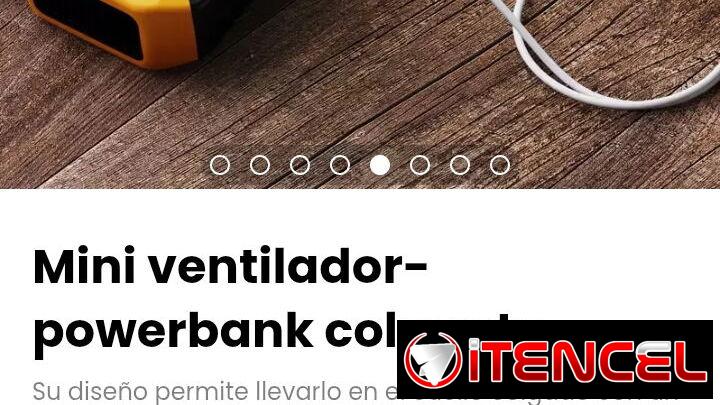 Mini ventilador-powerbank colgante. Cable de carga incluido