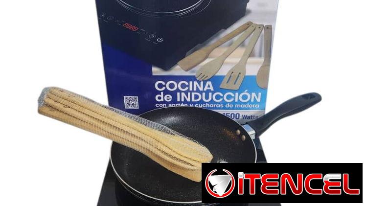 Cocina Induccion de 1500W ALL NOvu + Sartén + Juego de Cucharas de Madera Y(Td)