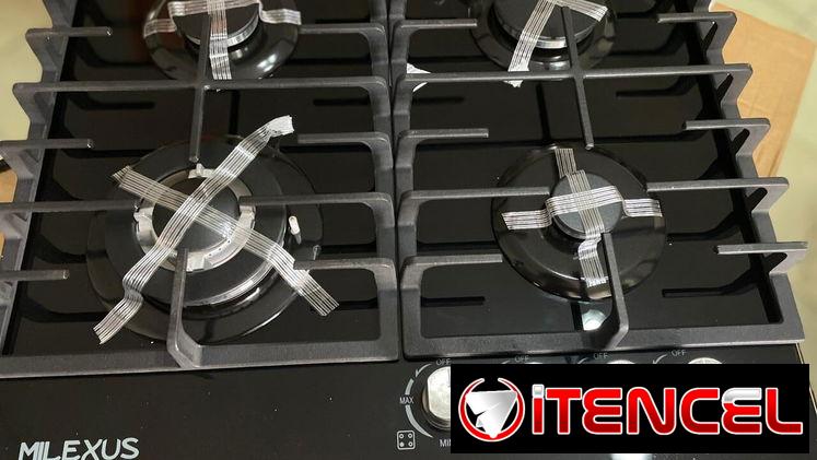Cocina de Gas Milexus 4 Quemadores Empotrada con magneto, color negro superficie de cristal templado $250 USD transporte