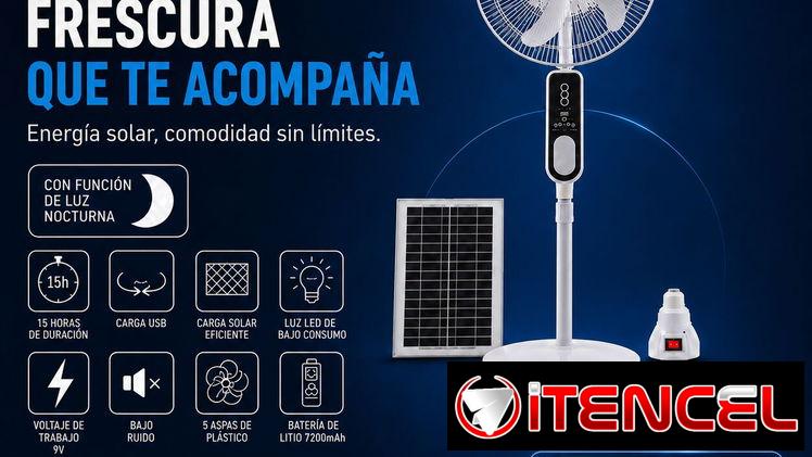🌀❄️ VENTILADOR SOLAR RECARGABLE STAVEL 16” ❄️🌀  ¡La solución perfecta para el calor y los apagones! 🔋☀️ Disfruta de f