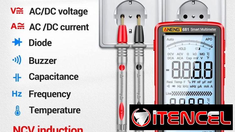 Multímetro digital recargable aneng 681, medidor de prueba de rango automático TRMS.   50 Usd