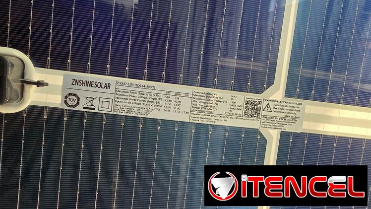 Paneles bifaciales de 580w 42.8V y 13A