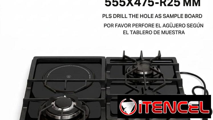 Cocina Milexus de 3 quemadores de Gas y 1 Infrarrojo para empotrar en meseta 🏠
