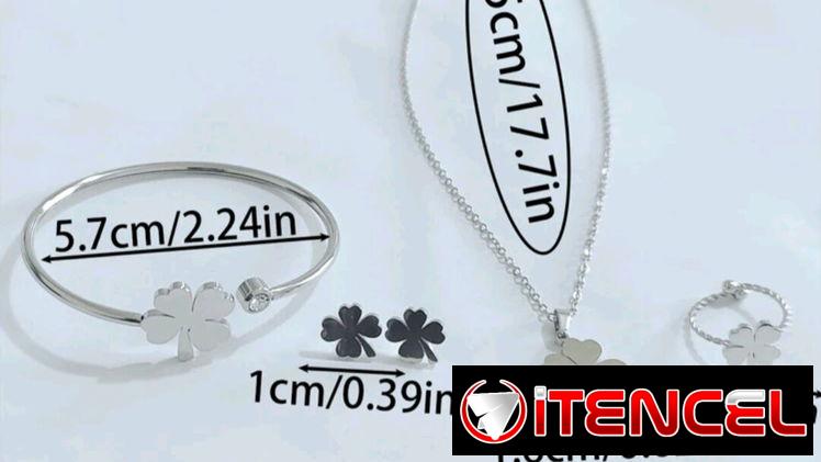 Juegos de collar aretes y pulso de flores trébol imitación van cleef de acero inoxidable