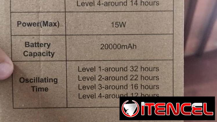 Ventilador Recargable F6 bateria 20000 Mah
