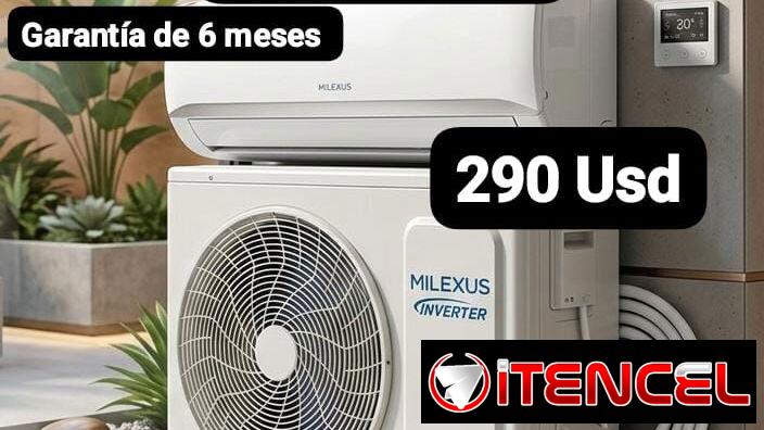 SPLIT 1T MILEXUS (INVERTER), Garantía de 6 meses, Entrega por un mínimo costo adicional de 3 Usd para toda La Habana