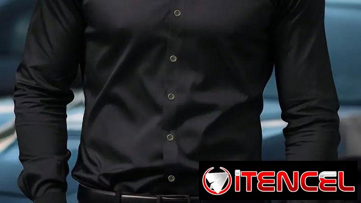 Camisas negra  de vestir de mangas largas 58547627
