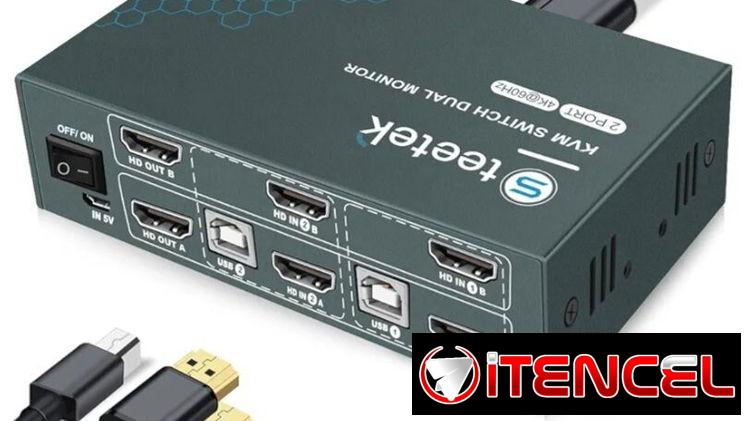 KVM Switch 2 Puertos Dual Monitor