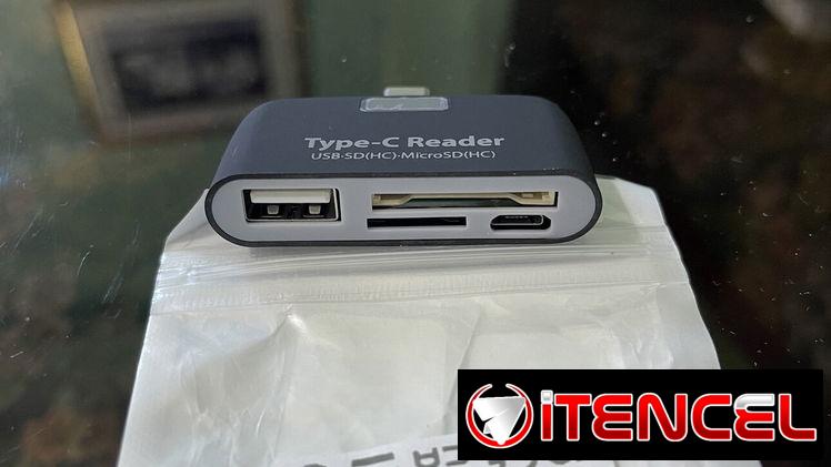 Adaptador tipo C con salida de varios lectores de tarjeta para su móvil y un puerto usb