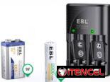 🔋 CARGADOR DE BATERIAS RECARGABLES 🔋 PARA AA – AAA -9 VOLT 🔋 MARCA EBL® 🔋 CALIDAD 🔋  5.887.23.60