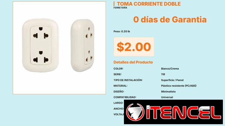 Toma de Corriente Doble de Superficie Minimalista de Dimensiones 10×7 cm VPT#-0459