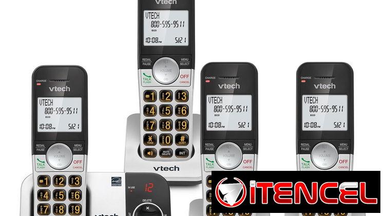 Teléfono Inalámbrico VTech (cuatro bases, gris)