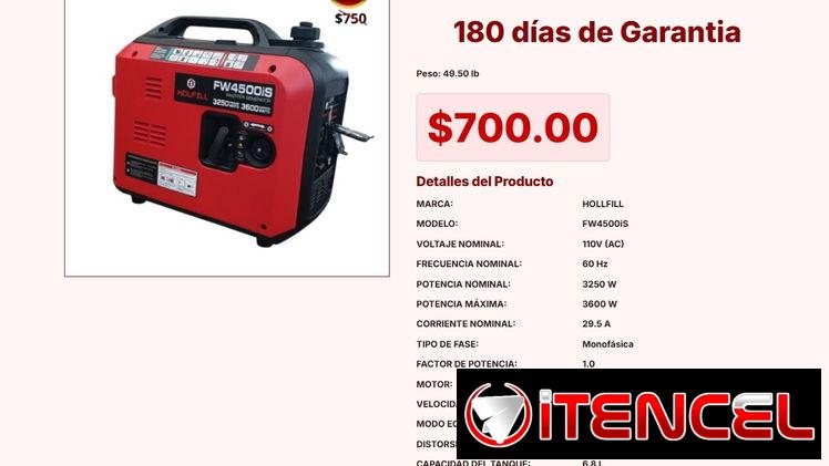 PLANTA ELÉCTRICA INVERTER HOLLFILL 3250W / 3600W VPT#-0247