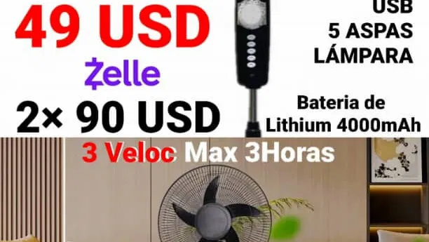 Ventilador recargable de 16 “|Batería de litio 4000mAh|Garantía y Trasnporte incluido.