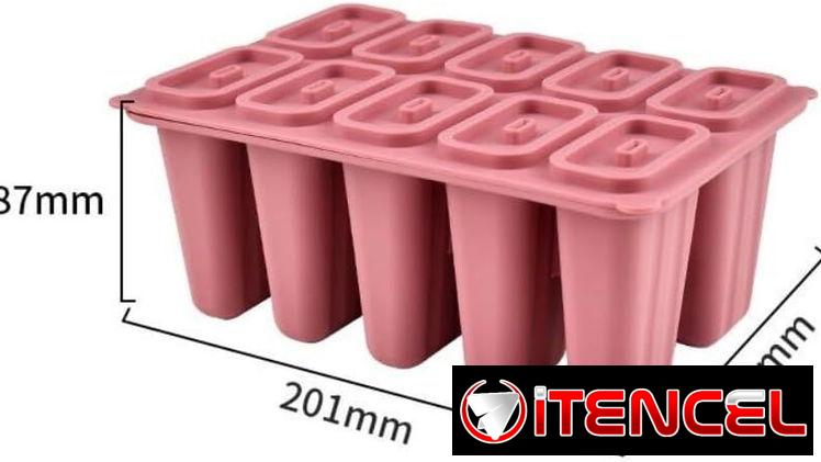 🍦 Molde para Paletitas de Helado 🧊 Forma de Picolé en Silicona ❤️ 10 Cavidades con Tapa  🎉 Ideal para Postres Caseros