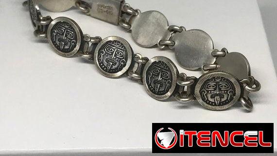 Cambio  Manilla de plata Unisex..Calendario Maya 5 3265497