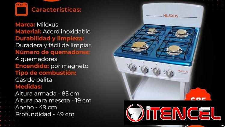 🍲 MANTÉN TU COCINA EN ORDEN 🍲 COCINA MILEXUS 4 HORNILLAS CON ORGANIZADOR. MENSAJERÍA , FACTURA Y GARANTÍA. 54833699