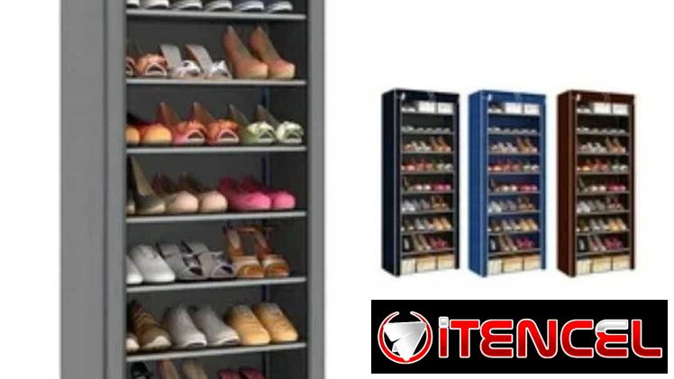👟Zapateras de 10 niveles con lona. ✅Medidas: 58 x 30 x 158 altura cm  🏷️30 usd. Colores disponibles: 🩶💙🤎 🛵