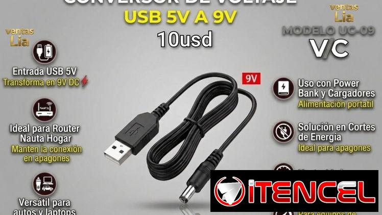 Cable conversar de voltaje 5v a 9v Para Router Nauta Hogar