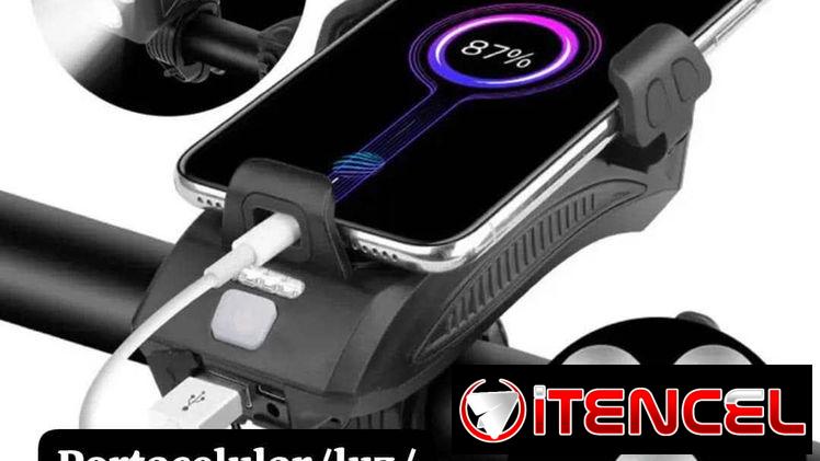 Portacelular con luz claxon y powerbank incluido
