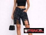 Short de mujer con diamantes, roto