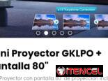 Mini Proyector GKLPO + Pantalla 80″. Dimensiones de proyección: desde 50 hasta 176 pulgadas