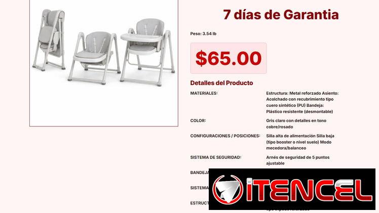 Silla de Bebé 3 en 1 con Asiento Acolchado y Estructura de Lujo $65 VPT#-0286