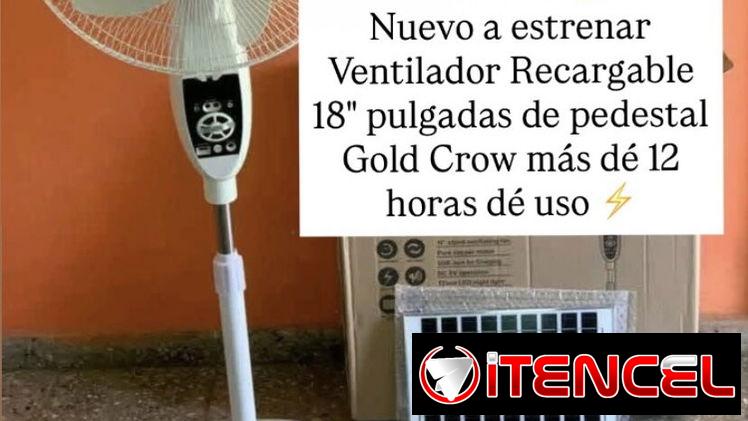 70usd💵🔥 – 🌬️Ventilador Recargable 18” pulgadas de pedestal Gold Crow ➕ de 12 horas de uso ⚡️9 velocidades,12 piezas l