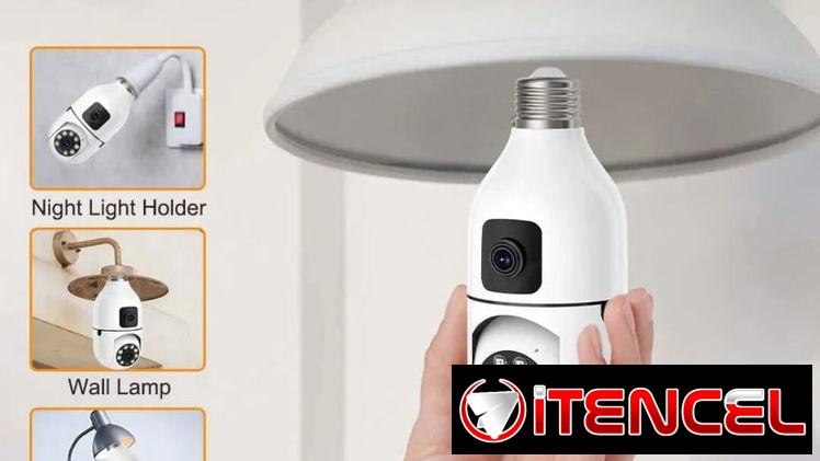 cámara de seguridad con forma de bombilla, diseñada para ser instalada en un casquillo de luz estándar E27