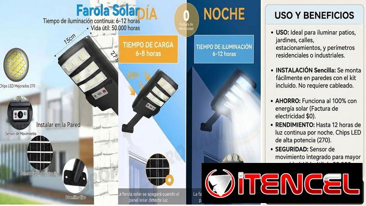lampara recargable con panel solar para interiores y exterior.