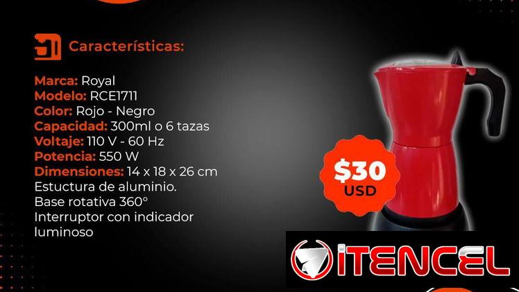 💲30💲CAFETERA ELÉCTRICA ROYAL 6 TAZAS. MENSAJERÍA CON FACTURA Y GARANTÍA DE 1 MES. TLF 54833699