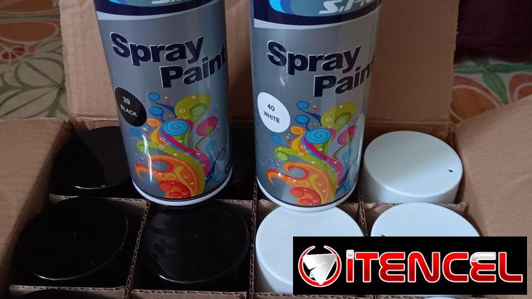 Pintura spray blanco y negro brillo