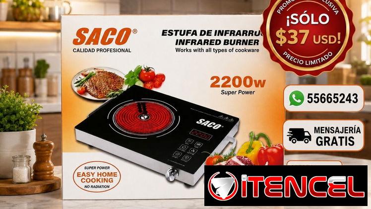 Cocina de Infrarrojo SACO 2200W Eléctrica Hornilla Cuba