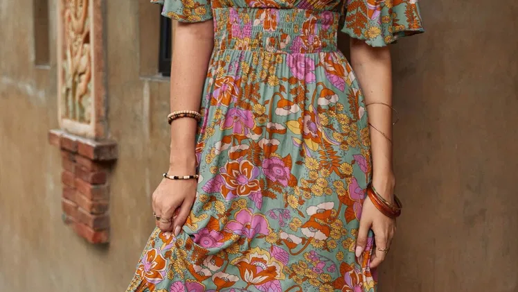 Vestido largo estampado