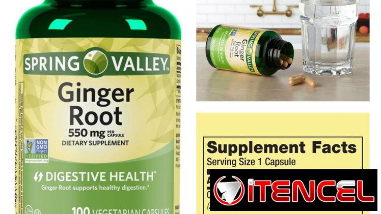 Ginger root,raíz de gengibre pomo de 100 capsulas sellados
