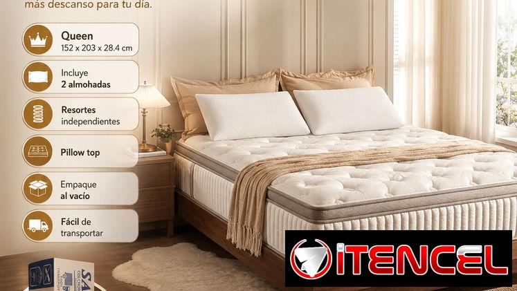 🛏️ Colchón Queen Sankey Semi Ortopédico + 2 Almohadas