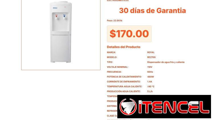 Dispensador de agua Royal con acabados de alta tecnología Royal pro hoy VPT#-0115