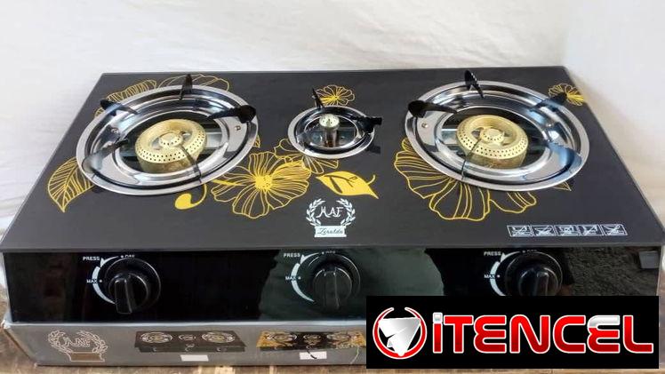 Cocina de gas MAF de cristal templado 3 hornillas con magneto (mw)
