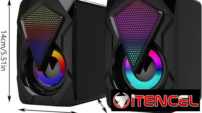 – Bocinas con Luces RGB para Computadora con Subwoofer,  y Conexión USB