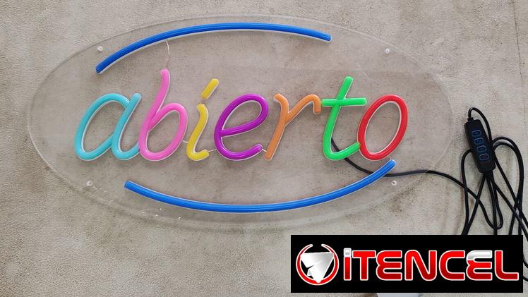 Venta de Letreros que indican Abierto para negocios.