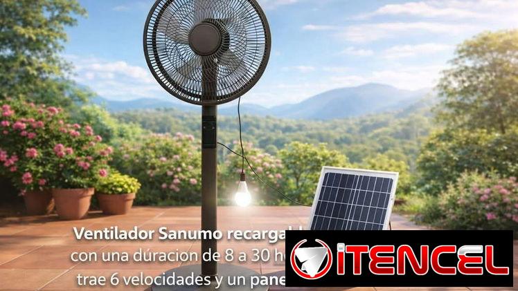 Ventiladores de Pedestal Recargable Sanumo LED tubo,modo de control mando a distancia, 6 v, duración de la bateria