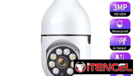 Gangaa Cámara de vigilancia con bombilla E27 para interiores, videocámara inalámbrica con Wifi