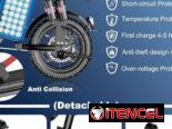 Bicicleta Eléctrica Plegable 14” 1200W 24MPH Batería 48V 10Ah Suspensión y Frenos de Disco