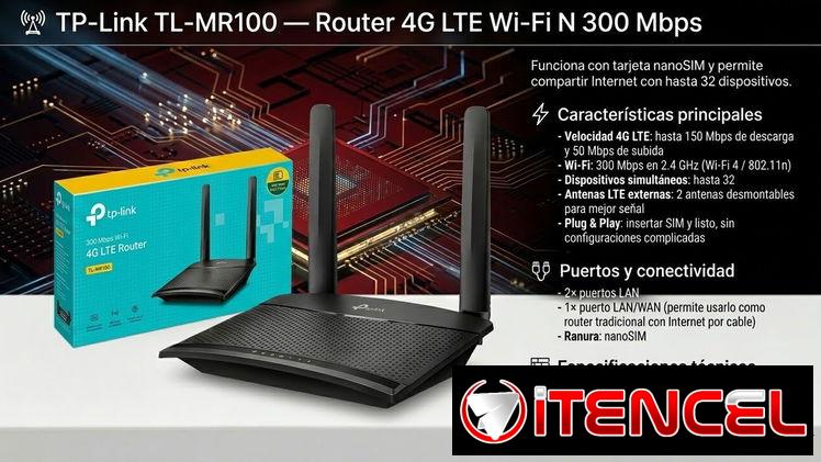 Router TP‑Link 4G TL‑MR100 300MB — 💲120 USD