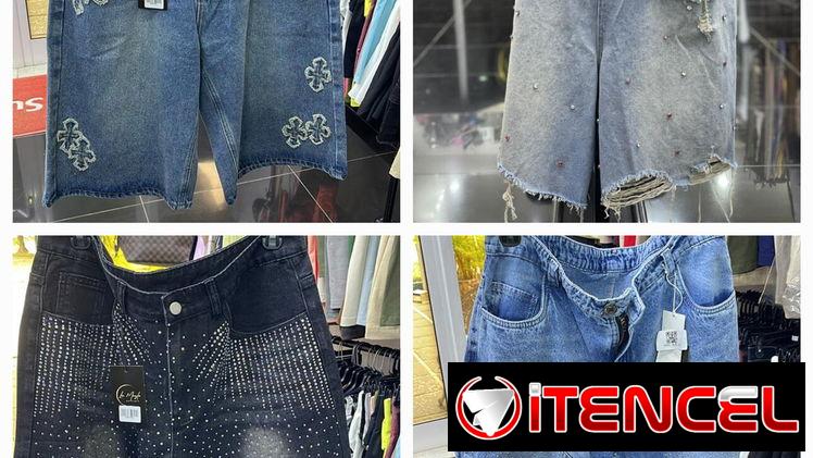 Shorts de mezclilla con perlas