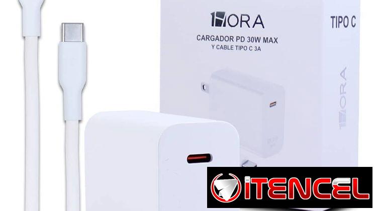 1 HORA Cargador PD 30W MAX y Cable Tipo C 3A