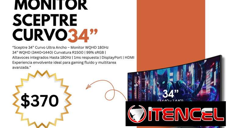 Monitor Curvo Ultra Ancho Sceptre 34” WQHD 180Hz