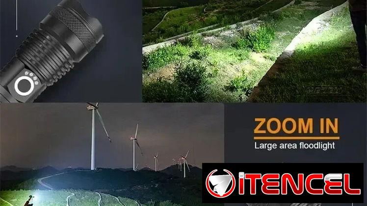 🔦 Linterna LED Recargable de Alta Potencia 💥 5 Modos | Zoom Ajustable | USB | Resistente al Agua | Camping, Emergencia